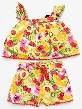 Cynthia Rowley Girls Yellow Floral & Fruit Two-Piece Set